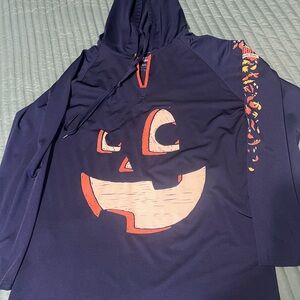 Halloween Jack-O'-Lantern Hooded Pullover - Navy & Orange
